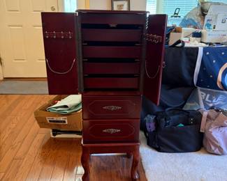 mahogany standing jewelry organizer