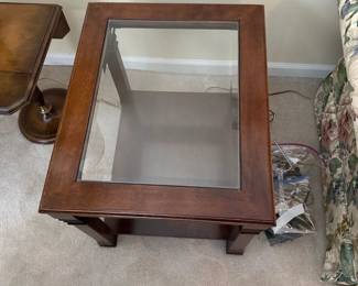 cherry wood / glass side table