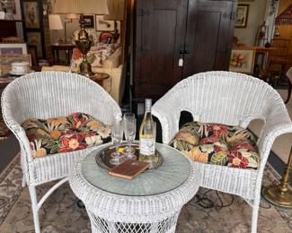 Wicker Table, Chairs