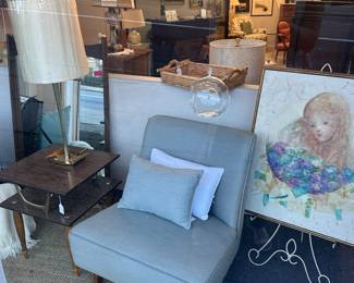 MCM slipper chair,  Vance Mitchell original art work 