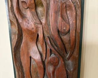 George Frederick Holshuch (1902 - 1995) Brutalist wood relief sculpture, 1947