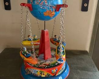Tin lithograph Globe carousel toy, ca 1950