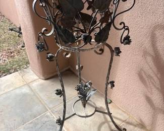 One of a pair of vintage French Art Nouveau wrought iron plant stands