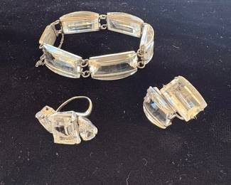 Vintage Japanese made sterling and moissanite (?) jewelry