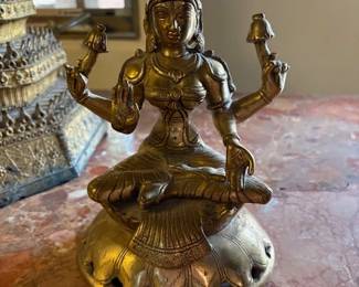 Small vintage brass Lakshmi figure