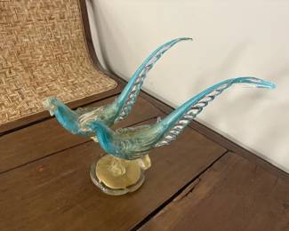 Vintage Murano glass pheasant pair