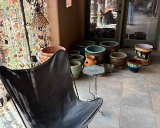 Vintage black leather Butterfly chair