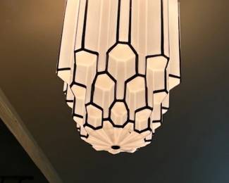 Vintage Art Deco 'Skyscraper' pendant light   Note: this fixture is installed, buyer will need to remove
