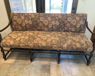 Antique walnut barley twist banquette sofa