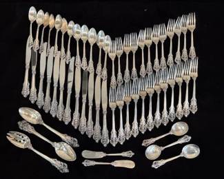 Gorgeous heavy 'Grand Baroque' sterling flatware by Wallace, ca1920