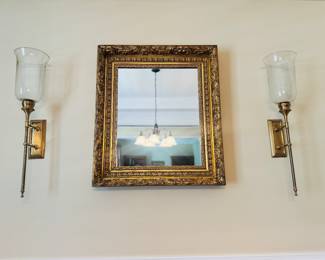Ornate Wall Mirror, Sconces