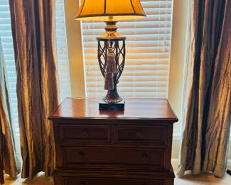 Bassett Four Drawer Chest and Metal Table Lamp