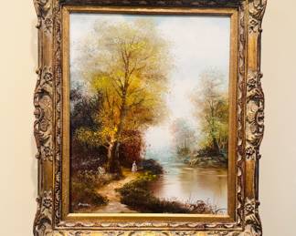 On the River Bank, Oil on Canvas