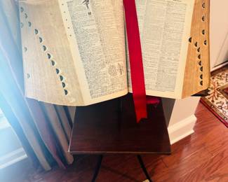 Two Tier Cast Book Stand, International Webster Dictionary C. 1800