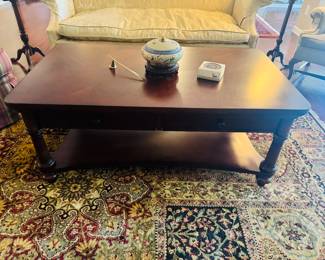 Bassett Coffee Table with Drawer, Cloisonne Jar