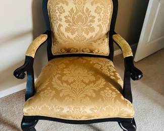 Gold Upholstered Louis XIV Style Parlor Chair