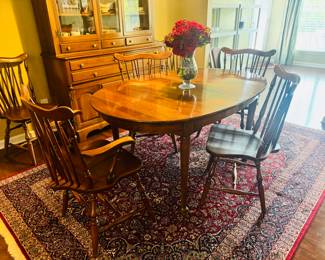 Vintage Ethan Allen Dining Table, 6 Dining Chairs