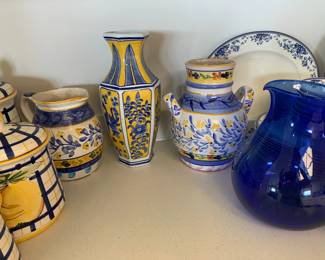 Blue and yellow vases 