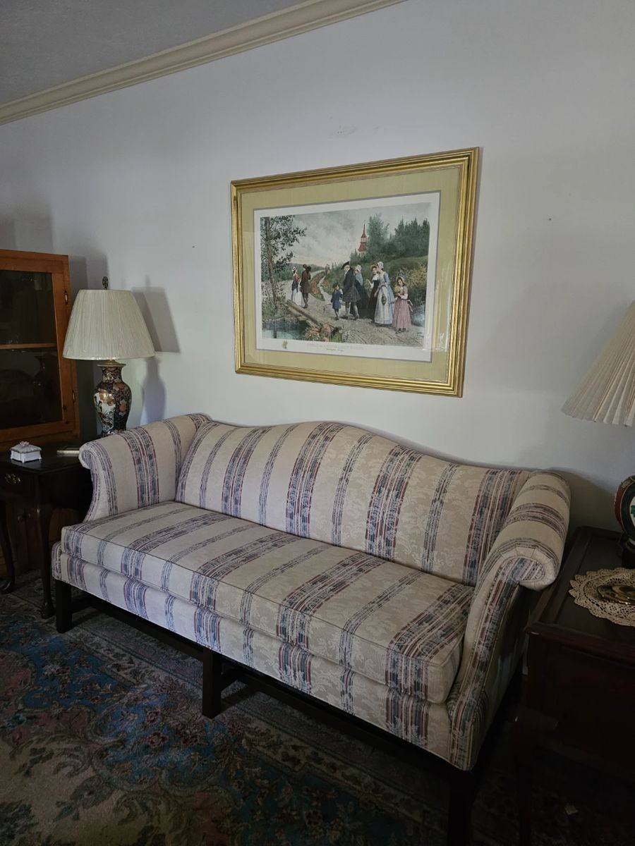 Beautiful camel-back sofa