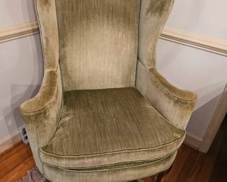 Pair of green velvet side chairs