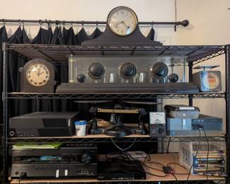 Antique Clear Tube Radio and Clocks. Radio has a Set price