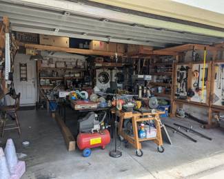 Garage Tools, Power Tools, Sets and Antiques. WASHER AND DRYER ARE NOT FOR SALE.