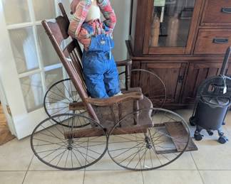 Rare Antique 4 Large Wheel Chair. 