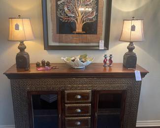 Beautiful cabinet with metal trim