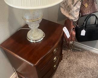 Night stand and crystal lamp