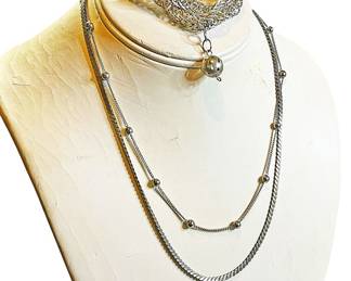 Silver Tone Necklaces Bracelet