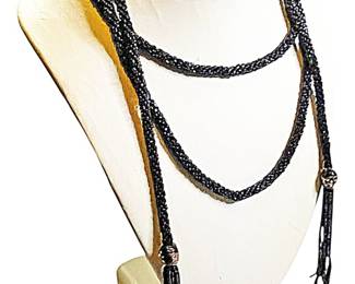 Beaded Lariat Necklace With Tassel Ends