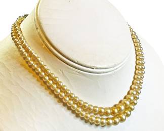 Double Strand Pearl Bead Necklace