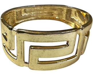 Gold Tone Cutout Greek Key Bangle