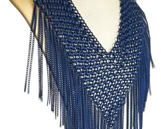 Dramatic Navy Blue Fringe Necklace