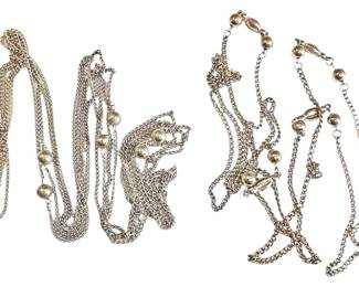 Two Long Silver Tone ChaiTwo Long Silver