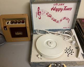 VINTAGE RECORD PLAYER AND FISHER PRICE TAPE RECORDER
