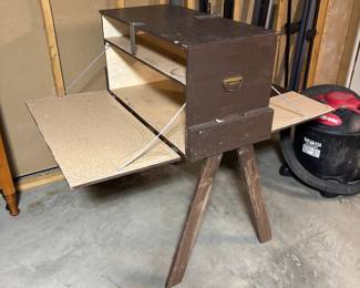 HANDMADE 2 SIDED DESK - IN PRESENT STATE VERY FRAGILE NEEDS WORK