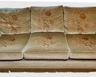 Green Floral Patterned Velour Sofa