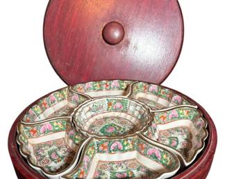 Hand Decorated Asian Covered Serving Bowls