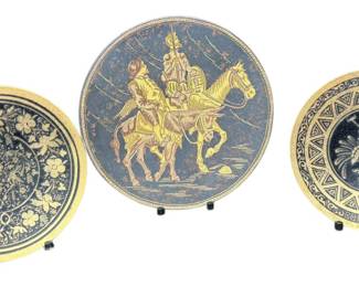 Damascene Etched Brass Plates