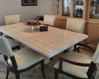 Travertine Pedestal Table