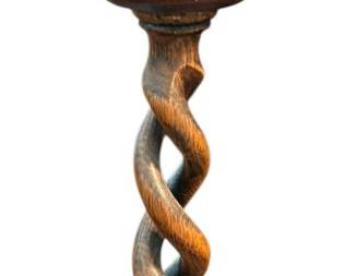 Hand Carved Wooden Candlestick