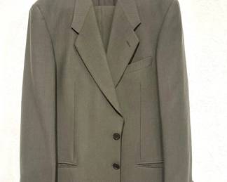 Mens Designer Formalwear Giorgio Armani Suit, Full Tuxedo Ensemble Shirt, Vest, Suspenders, Tie