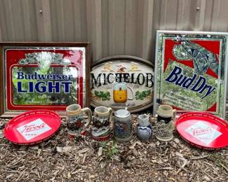 Vintage Beer Collectibles Lot Budweiser, Michelob, Tivoli, More