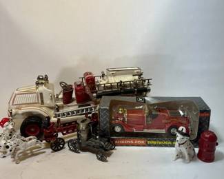 Vintage Firetruck Collectibles Lot Cast Iron, Diecast, Ceramic More