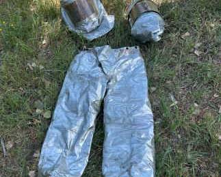 Vintage Aluminized Fire Proximity Gear Helmets Pants Set