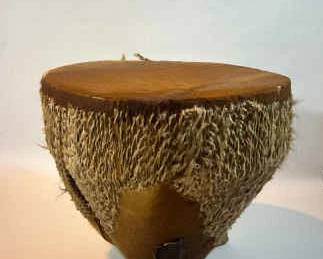 Pair Of Handcrafted TribalStyle Wooden Drums