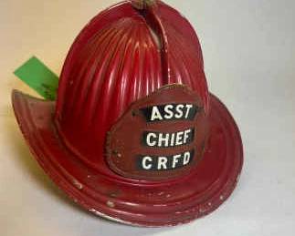 Vintage Cairns Brother Red Fire Helmet Asst. Chief CRFD