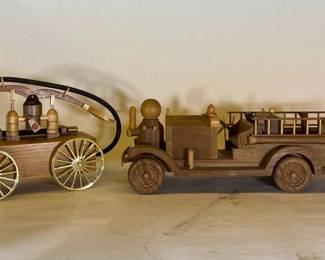 Handcrafted Wooden Fire Engines