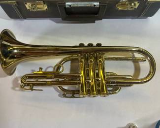 Vintage Brass Cornet With Case And Accessories